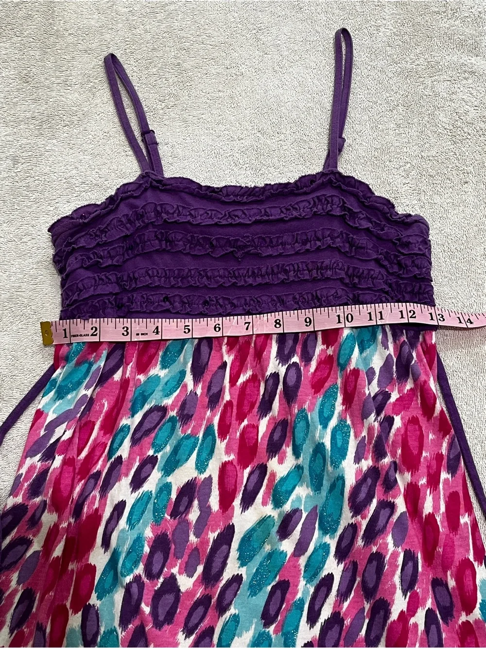 Justice Girls Purple Dress with Pink, Teal & Lavender Brushstroke Print